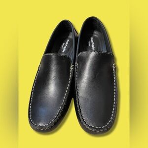 Hush Puppies - Black slip on Leather Loafers
